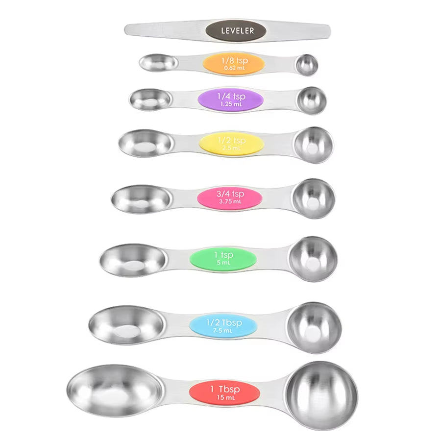 Premium Stainless Steel Magnetic Measuring Spoons Set - Heavy Duty Kitchen Gadgets for Baking & Cooking, Perfect Fit for Spice Jars